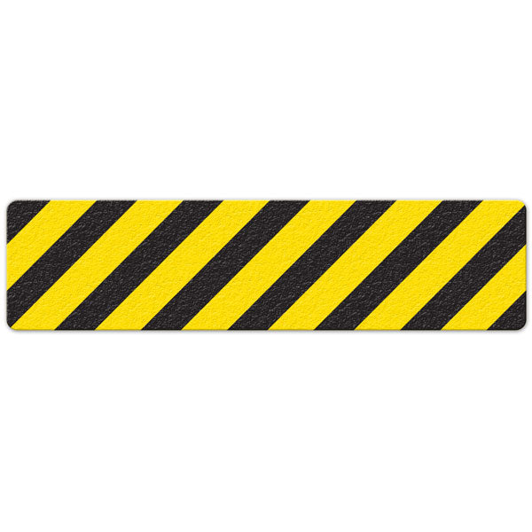 FS3001V Hazard Stripe Yellow/Black Textured Anti-Slip Grip Adhesive Floor Sign (6 in x 24 in) 5 /pkg