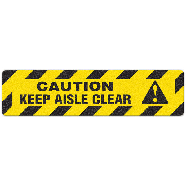 FS3002V CAUTION KEEP AISLE CLEAR Yellow/Black Textured Anti-Slip Grip Adhesive Floor Sign (6 in x 24 in) 5 /pkg