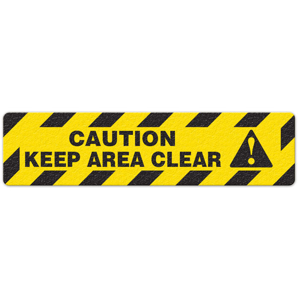 FS3003V CAUTION KEEP AREA CLEAR Yellow/Black Textured Anti-Slip Grip Adhesive Floor Sign (6 in x 24 in) 5 /pkg