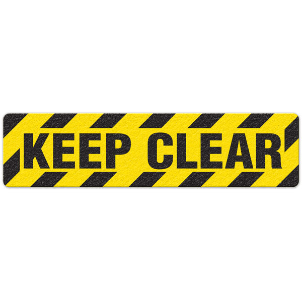 FS3006V KEEP CLEAR Yellow/Black Textured Anti-Slip Grip Adhesive Floor Sign (6 in x 24 in) 5 /pkg