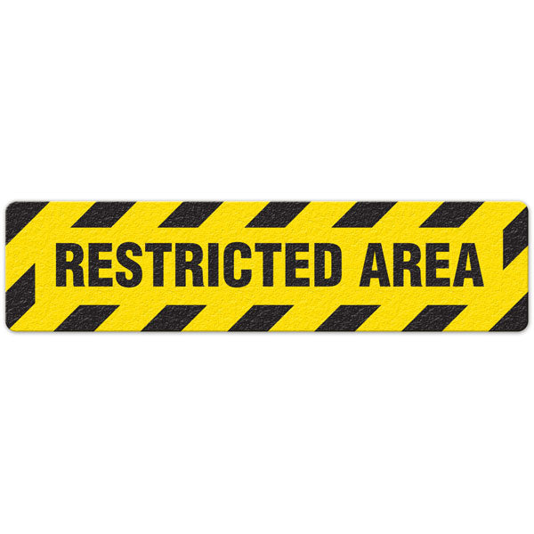FS3008V RESTRICTED AREA Yellow/Black Textured Anti-Slip Grip Adhesive Floor Sign (6 in x 24 in) 5 /pkg