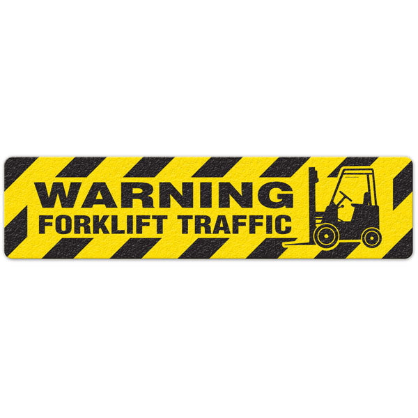 FS3009V WARNING FORKLIFT TRAFFIC Yellow/Black Textured Anti-Slip Grip Adhesive Floor Sign (6 in x 24 in) 5 /pkg
