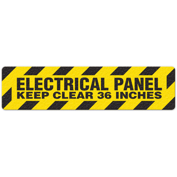 FS3015V ELECTRICAL PANEL KEEP CLEAR 36 INCHES Yellow/Black Textured Anti-Slip Grip Adhesive Floor Sign (6 in x 24 in) 5 /pkg
