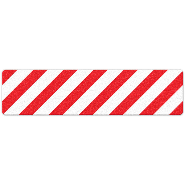 FS3021V Hazard Stripe Red/White Textured Anti-Slip Grip Adhesive Floor Sign (6 in x 24 in) 5 /pkg