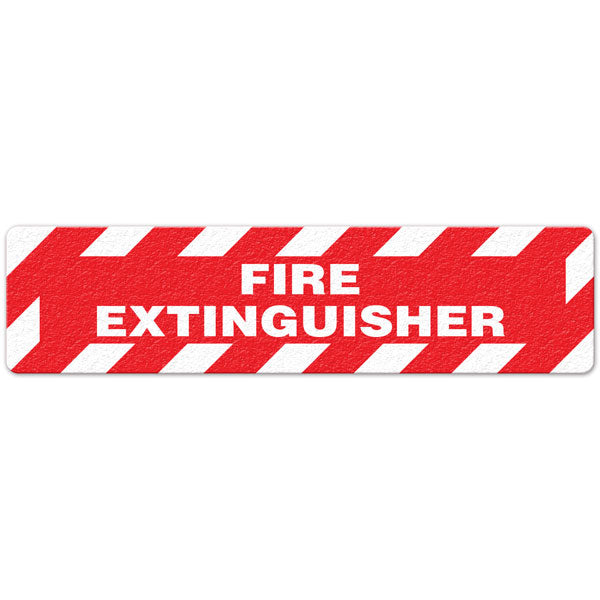 FS3022V FIRE EXTINGUISHER Red/White Textured Anti-Slip Grip Adhesive Floor Sign (6 in x 24 in) 5 /pkg
