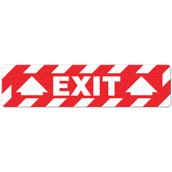 FS3025V EXIT Red/White Textured Anti-Slip Grip Adhesive Floor Sign (6 in x 24 in) 5 /pkg
