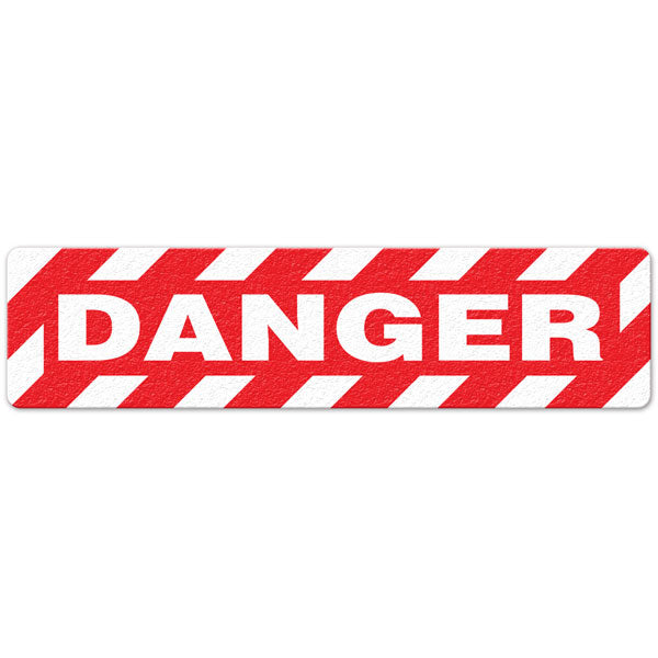 FS3027V DANGER Red/White Textured Anti-Slip Grip Adhesive Floor Sign (6 in x 24 in) 5 /pkg