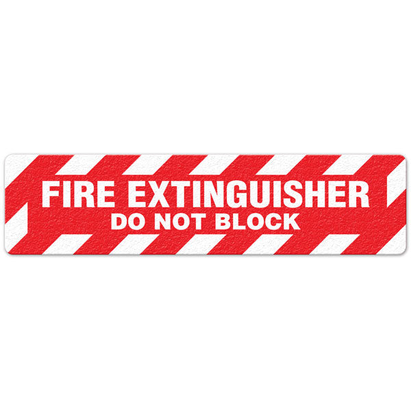 FS3028V FIRE EXTINGUISHER DO NOT BLOCK Red/White Textured Anti-Slip Grip Adhesive Floor Sign (6 in x 24 in) 5 /pkg
