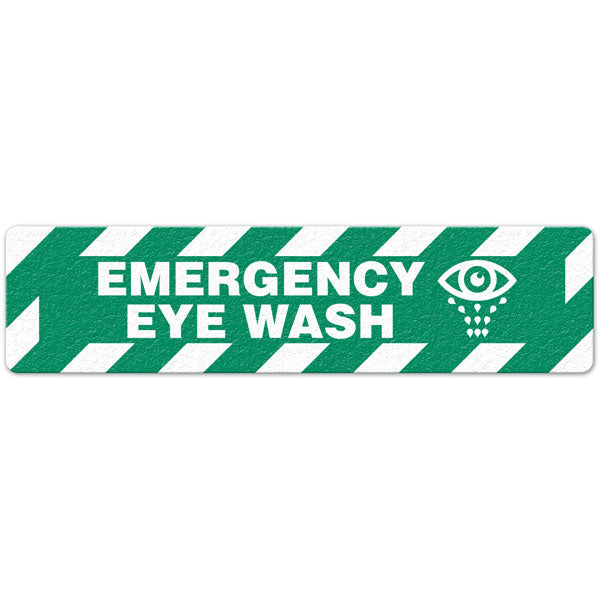 FS3036V EMERGENCY EYE WASH Green/White Textured Anti-Slip Grip Adhesive Floor Sign (6 in x 24 in) 5 /pkg