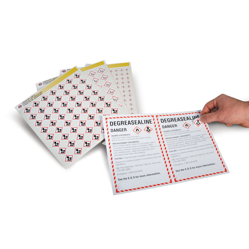 Small HAZMAT WHMIS GHS Hazard Class Pictogram symbol Adhesive Labels on a Pad