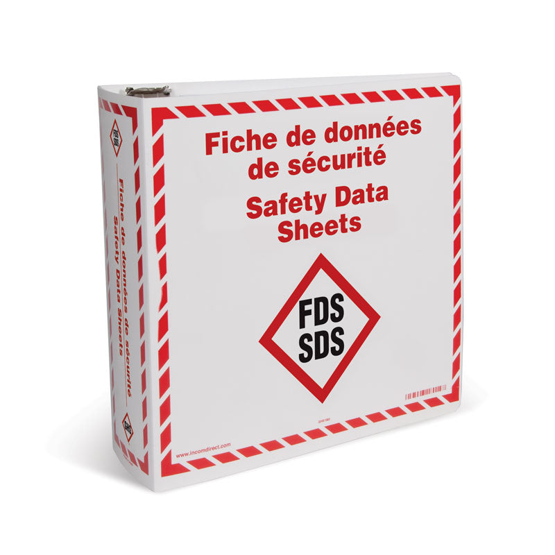 GHS1082 WHMIS English/French Bilingual SDS Storage 3 inch D-Slant Binder with A - Z Dividers