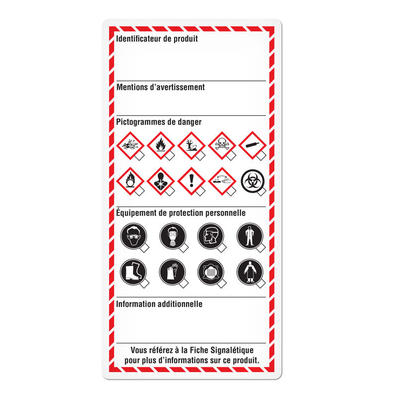 GHS1317F GHS French Workplace Checklist Template Safety Marking Labels (3 in x 6 in) 24 /pkg