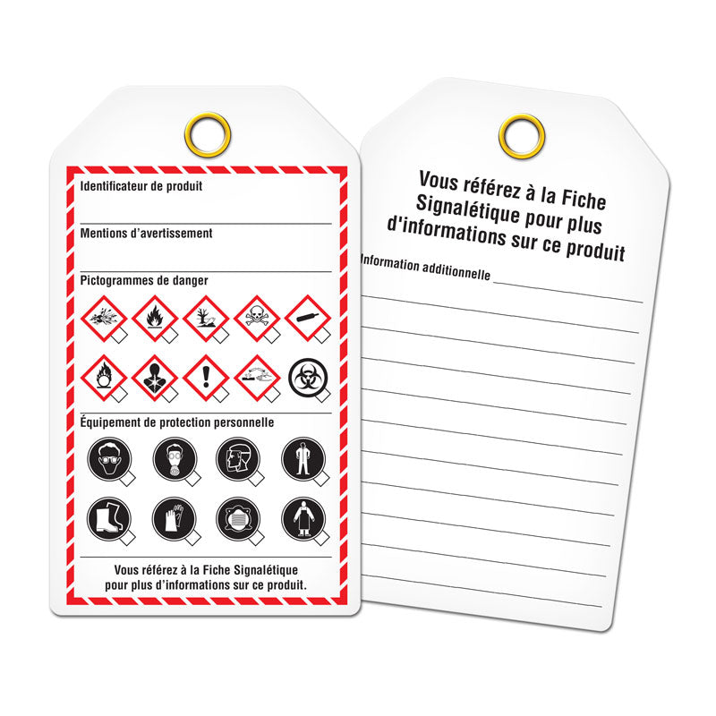 GHS1318F GHS FrenchWorkplace Checklist Template Safety Marking Tags (3.375 in x 5.75 in) 25 /pkg