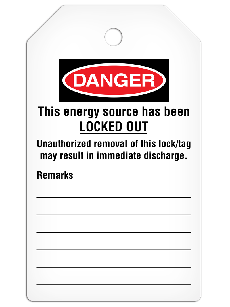 SLM6025 LOCKOUT/TAGOUT DO NOT OPERATE Lightning Bolt DuraPly™ Tag with DuraLAM™ Self-Laminating Flap (25/pkg)