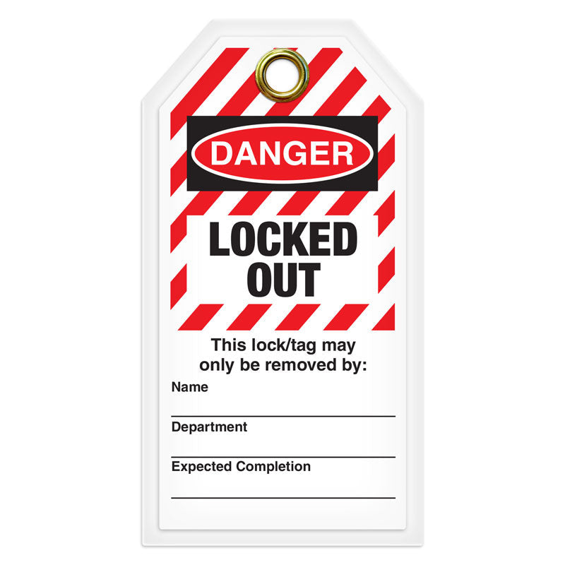 LT101TG DANGER LOCKED OUT Lockout/Tagout Heavy Duty Laminated DuraPly™ Safety Tag (3.375 in x 5.875 in) 12 /pkg