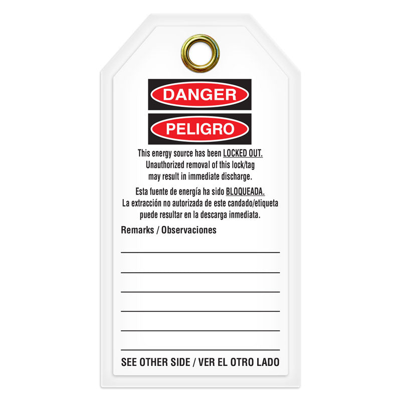 LT700TG DANGER DO NOT OPERATE Bilingual English/French Lockout/Tagout Heavy Duty Laminated DuraPly™ Safety Tag (3.375 in x 5.875 in) 12 /pkg