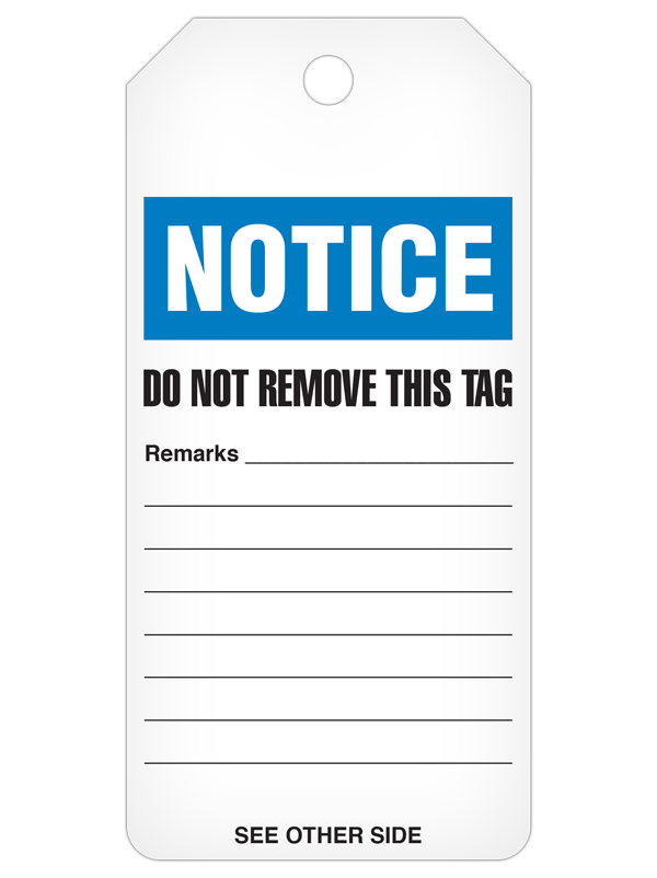NOTICE **Blank** DuraPly™ Safety Tag (25/pkg)