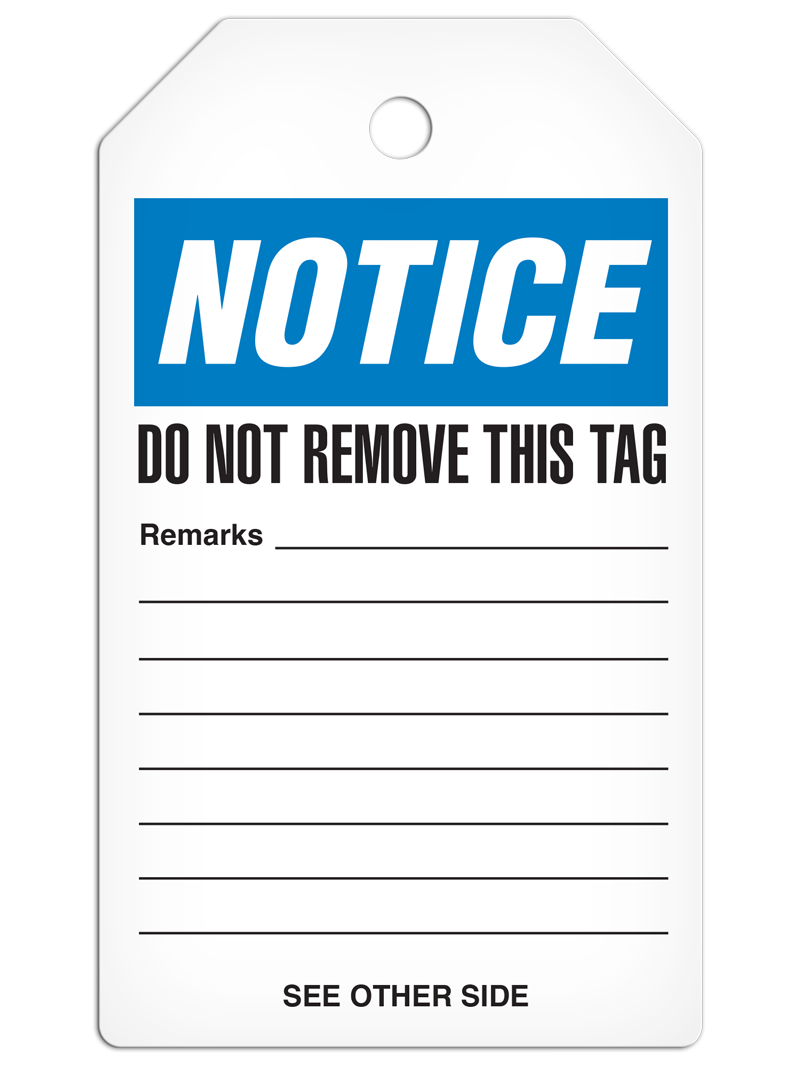 NOTICE VALVE IS NORMALLY OPEN DuraPly™ Tag (25/pkg)