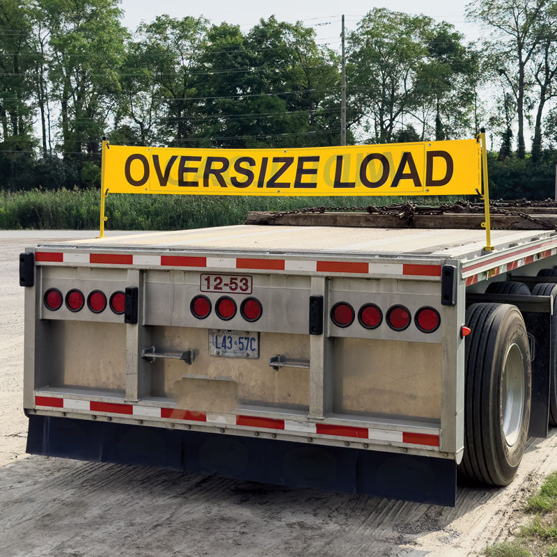 TS8015DSBR Ultra Durable OVERSIZE LOAD / "D" Double Sided Over-Dimensional Load Sign Reflective Banner (18 in x 96 in)