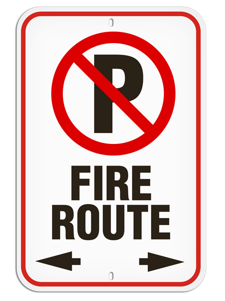 PSS1001R FIRE ROUTE with No Parking Symbol PrimeGuard® Aluminum Reflective Parking Sign (12 in x 18 in)