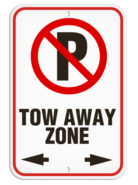 PSS1004R TOW AWAY ZONE with No Parking Symbol PrimeGuard® Aluminum Reflective Parking Sign (12 in x 18 in)