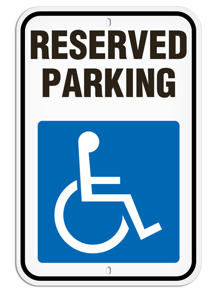 PSS1010R RESERVED PARKING with Wheelchair symbol (International Symbol of Access) PrimeGuard® Aluminum Reflective Parking Sign (12 in x 18 in)