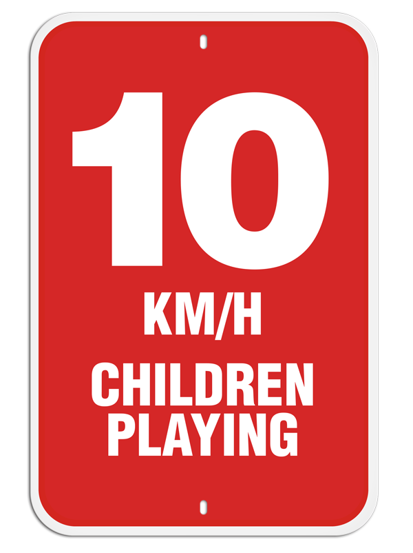 PSS1016R 10 KM/H CHILDREN PLAYING PrimeGuard® Aluminum Reflective Parking Sign (12 in x 18 in)