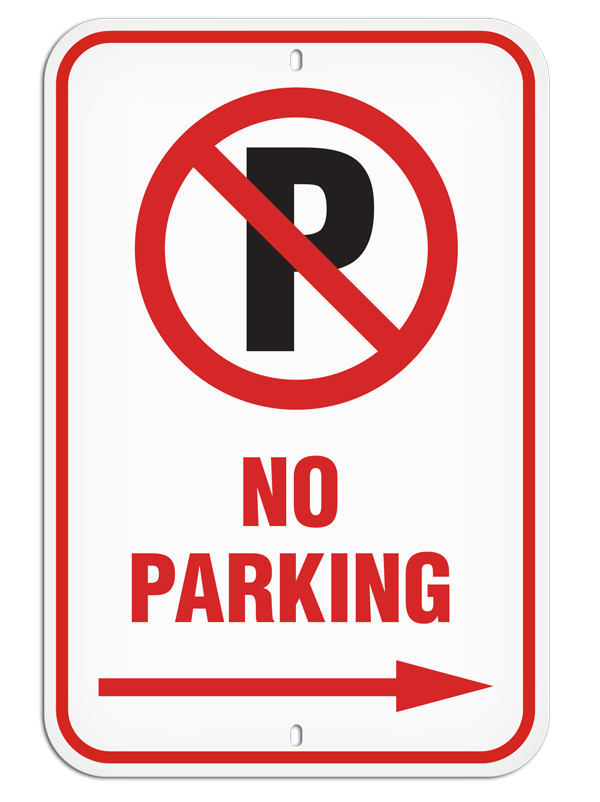 PSS1021R No Parking Symbol with Right Arrow PrimeGuard® Aluminum Reflective Parking Sign (12 in x 18 in)