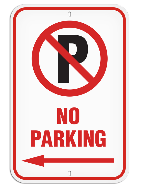 PSS1022R No Parking Symbol with Left Arrow PrimeGuard® Aluminum Reflective Parking Sign (12 in x 18 in)