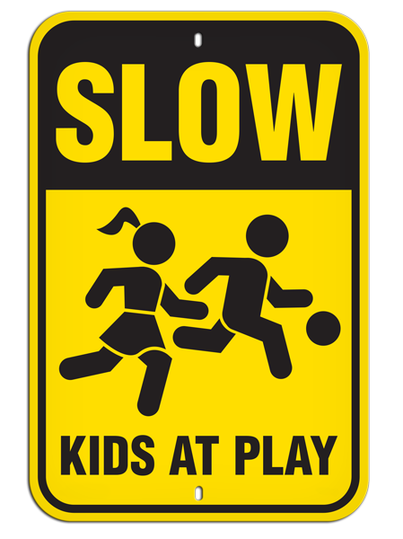 PSS1026R SLOW KIDS AT PLAY PrimeGuard® Aluminum Reflective Parking Sign (12 in x 18 in)