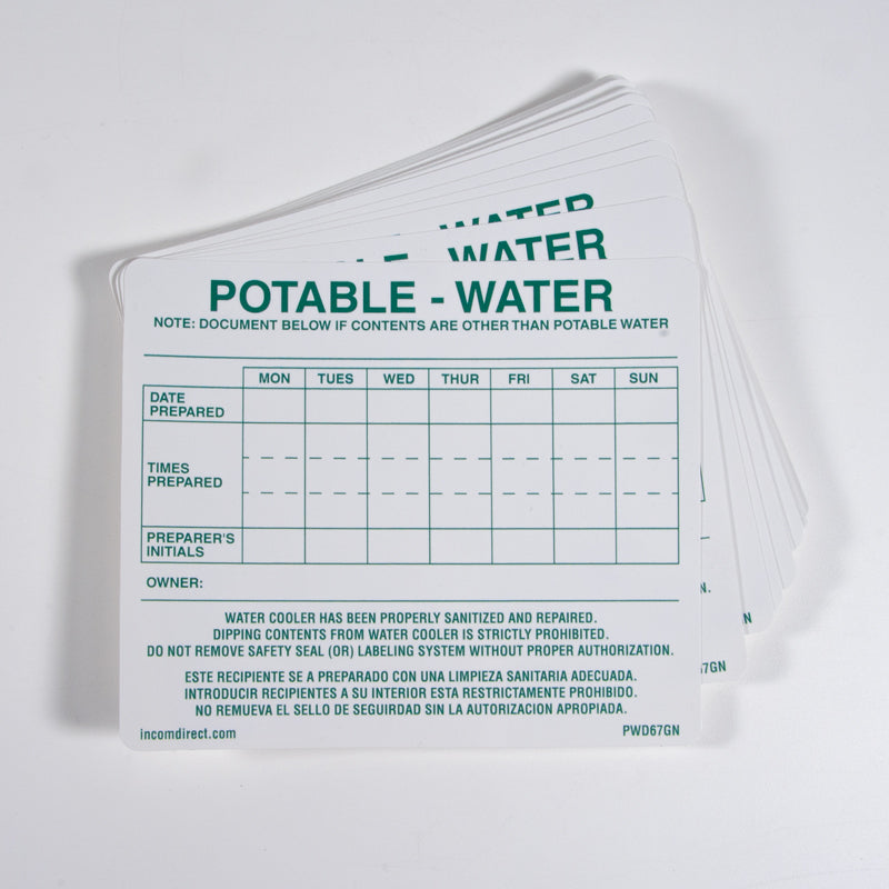 DO NOT REMOVE POTABLE WATER SEAL Cooler Printed Adhesive Marking Tape (2 in x 165 ft) & Printed Adhesive Decals (6 in x 7 in)