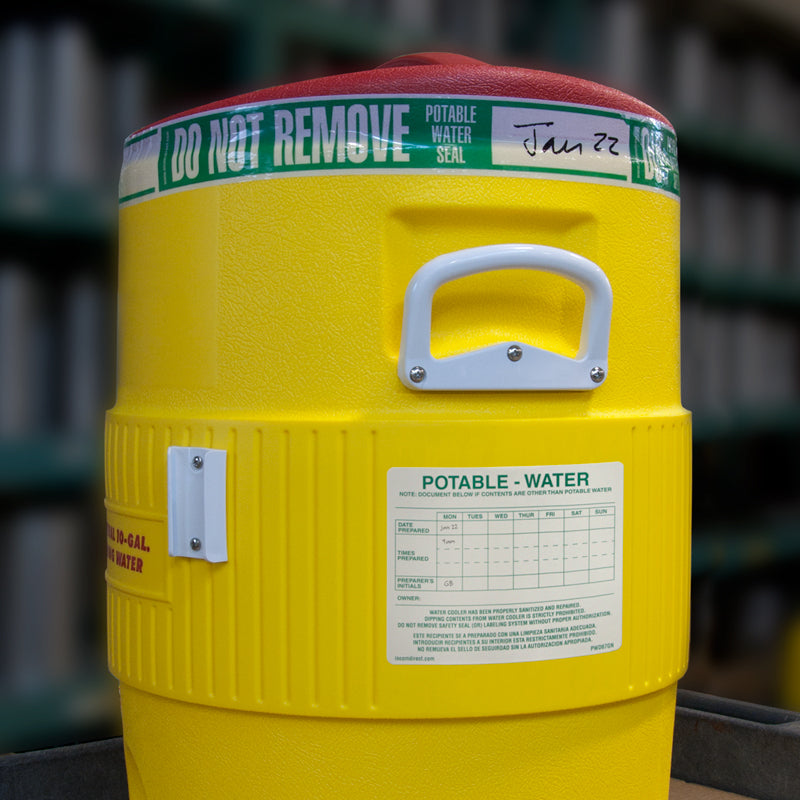 DO NOT REMOVE POTABLE WATER SEAL Cooler Printed Adhesive Marking Tape (2 in x 165 ft) & Printed Adhesive Decals (6 in x 7 in)