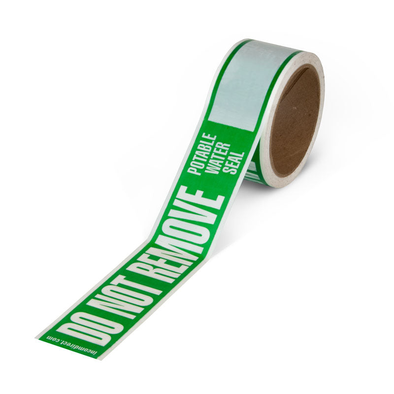 DO NOT REMOVE POTABLE WATER SEAL Cooler Printed Adhesive Marking Tape (2 in x 165 ft) & Printed Adhesive Decals (6 in x 7 in)