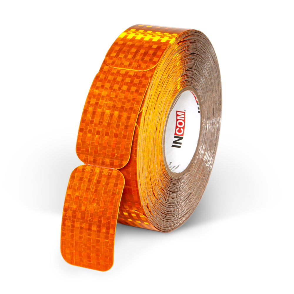 Amber SAE A DOT Die Cut Adhesive Reflex Reflectors (2 in x 3.5 in)