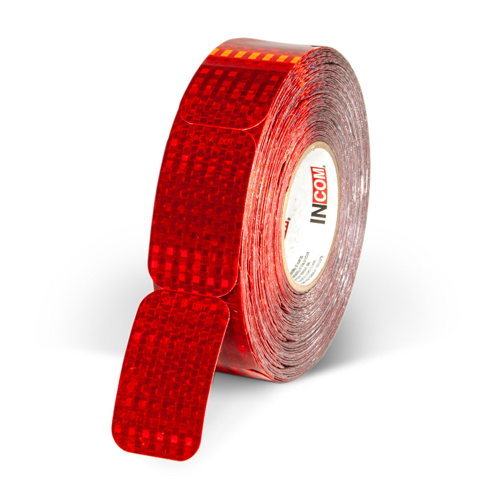 Red SAE A DOT Die Cut Adhesive Reflex Reflectors (2 in x 3.5 in)