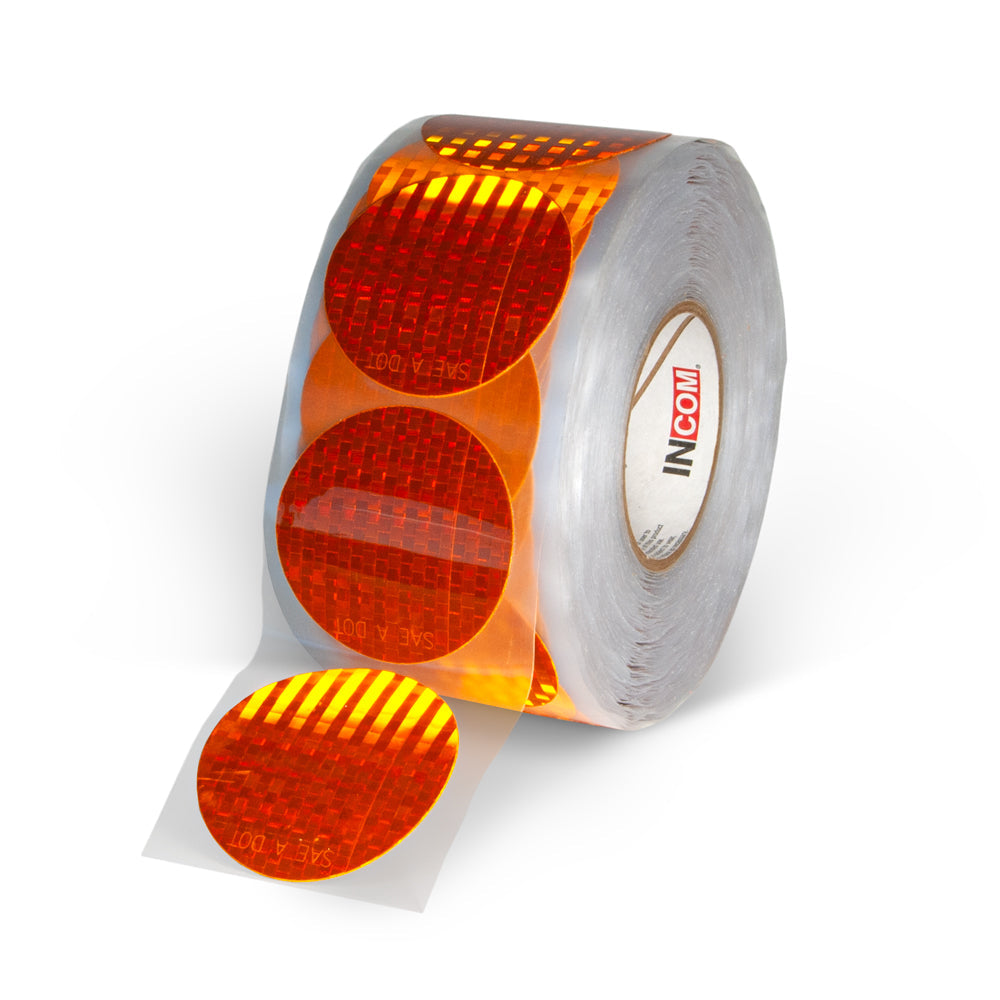 Amber SAE A DOT Die Cut Adhesive Reflex Reflectors (3" dia. Circle)