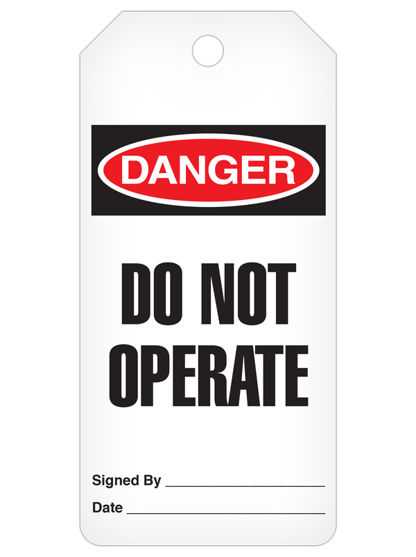 DANGER DO NOT OPERATE DuraPly™ Safety Tags-on-a-Roll 3 in x 6.25 in with Dispenser Box