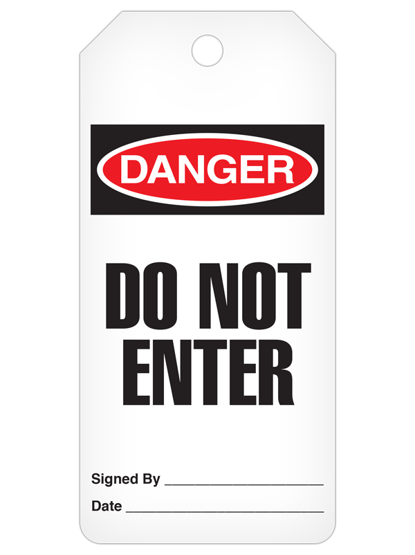 DANGER DO NOT ENTER DuraPly™ Safety Tags-on-a-Roll 3 in x 6.25 in with Dispenser Box