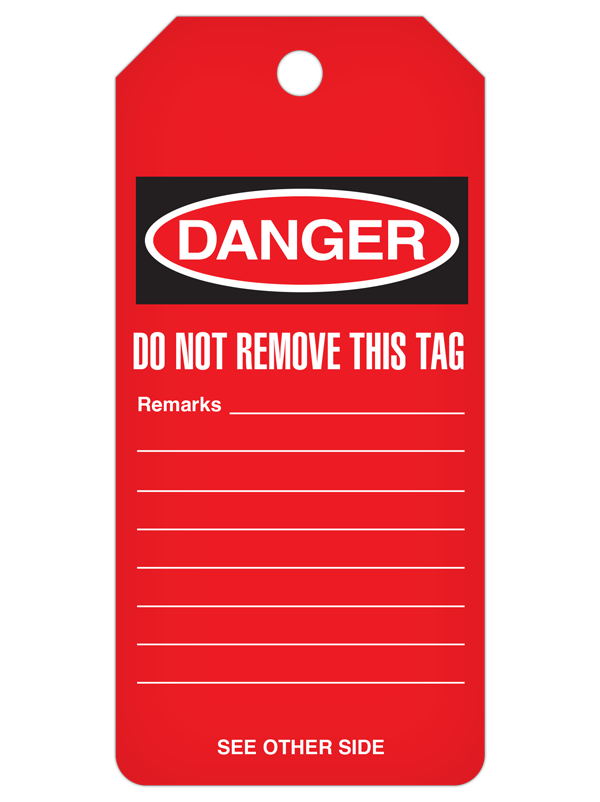 RED DANGER DO NOT OPERATE DuraPly™ Safety Tags-on-a-Roll 3 in x 6.25 in with Dispenser Box