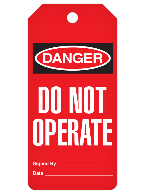 RED DANGER DO NOT OPERATE DuraPly™ Safety Tags-on-a-Roll 3 in x 6.25 in with Dispenser Box