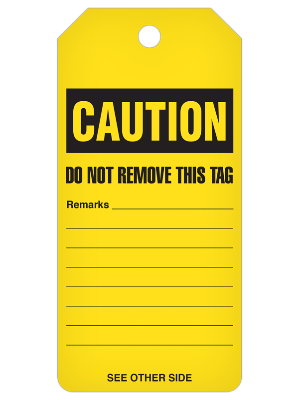CAUTION ***BLANK*** DuraPly™ Safety Tags-on-a-Roll 3 in x 6.25 in with Dispenser Box