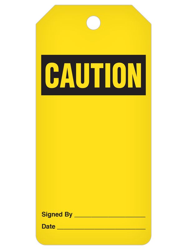 CAUTION ***BLANK*** DuraPly™ Safety Tags-on-a-Roll 3 in x 6.25 in with Dispenser Box