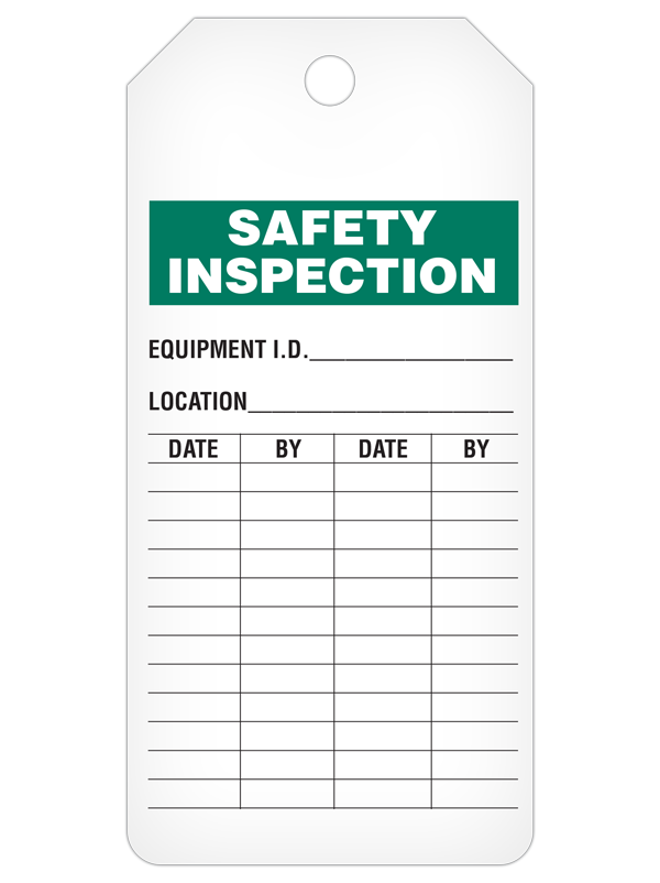 SAFETY INSPECTION DuraPly™ Safety Tags-on-a-Roll 3 in x 6.25 in with Dispenser Box