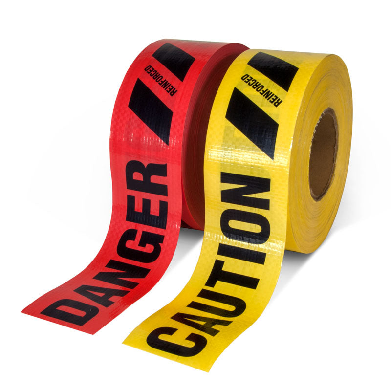 Reinforced Ultra-Durable Barricade Message Safety Tape (3 in x 500 ft) 12 /case - Price per Roll
