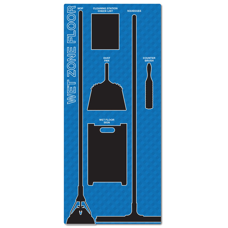 5S Lean Wet Zone Floor Organizational Shadowboard with Hanging Hardware (30 in x 68 in)