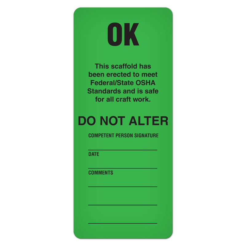 DuraPly™ Safety Tag for Scaffold Tag Holder (3.25 in x 7.625 in) 25 /pkg