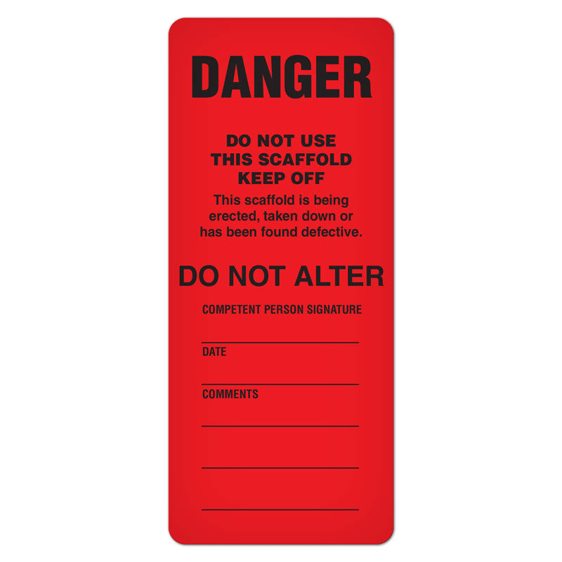 DuraPly™ Safety Tag for Scaffold Tag Holder (3.25 in x 7.625 in) 25 /pkg