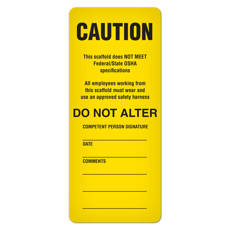 DuraPly™ Safety Tag for Scaffold Tag Holder (3.25 in x 7.625 in) 25 /pkg