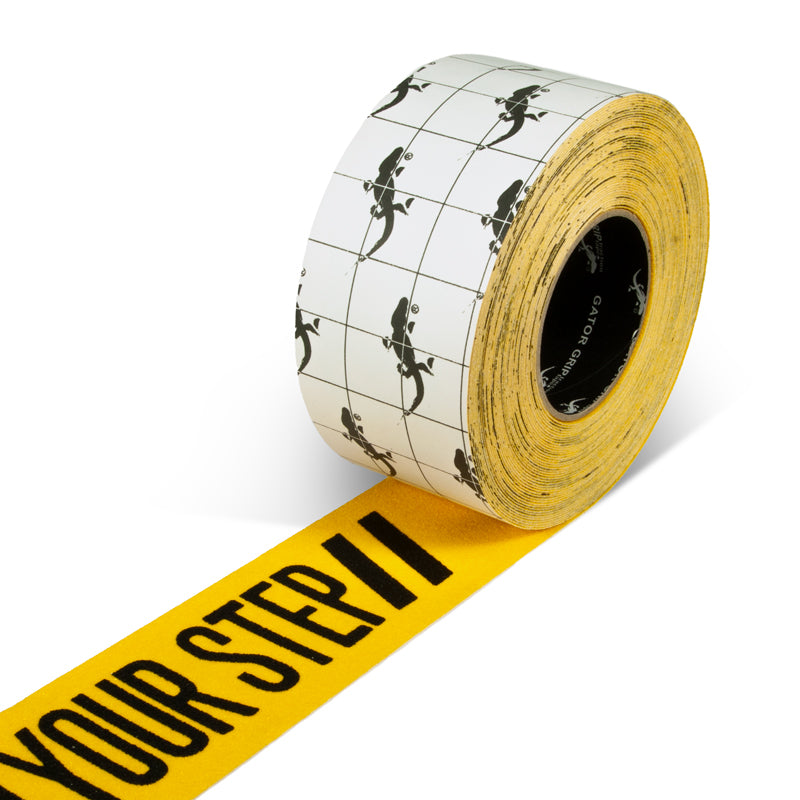 SG8903PT Gator Grip® Premium Worded Print WATCH YOUR STEP Yellow/Black Anti-Slip Grip Roll 60-grit Traction Tape (3 in x 60 ft)
