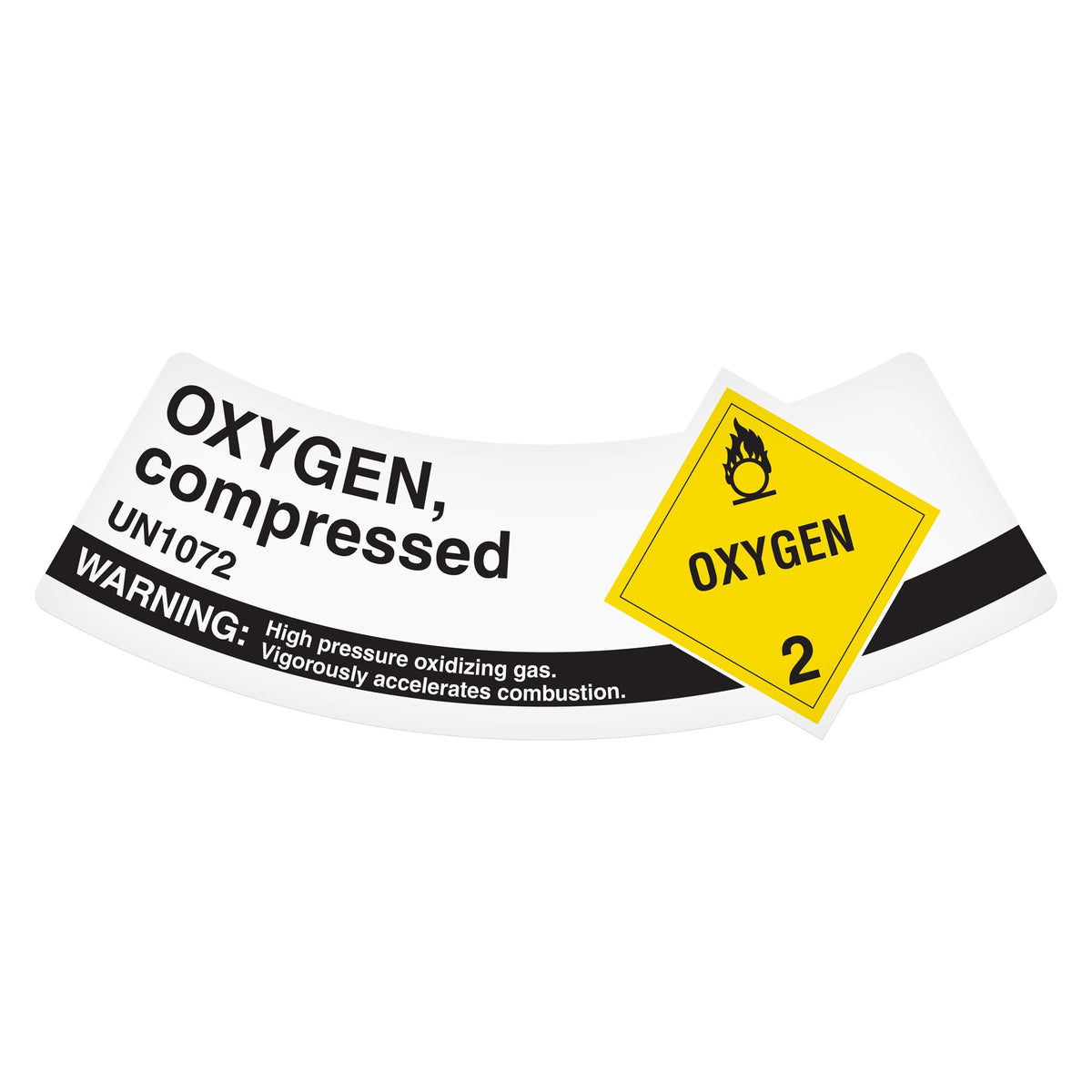 SHLA24UN1072 CLASS 2 UN1072 OXIDIZING GAS OXYGEN, COMPRESSED Hazmat Hazardous Material DOT Worded Shipping Labels (2" x 5.25") 500 /roll